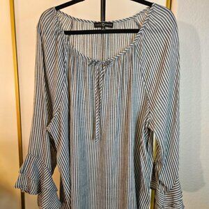 Fred & David Stripped Women's Tunic Blouse/Size 2X